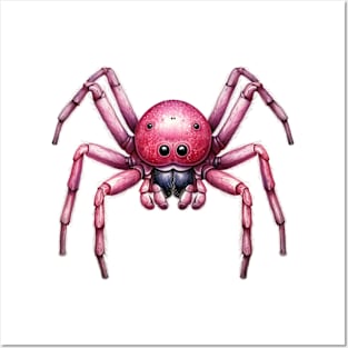 Pink Halloween Spider Posters and Art